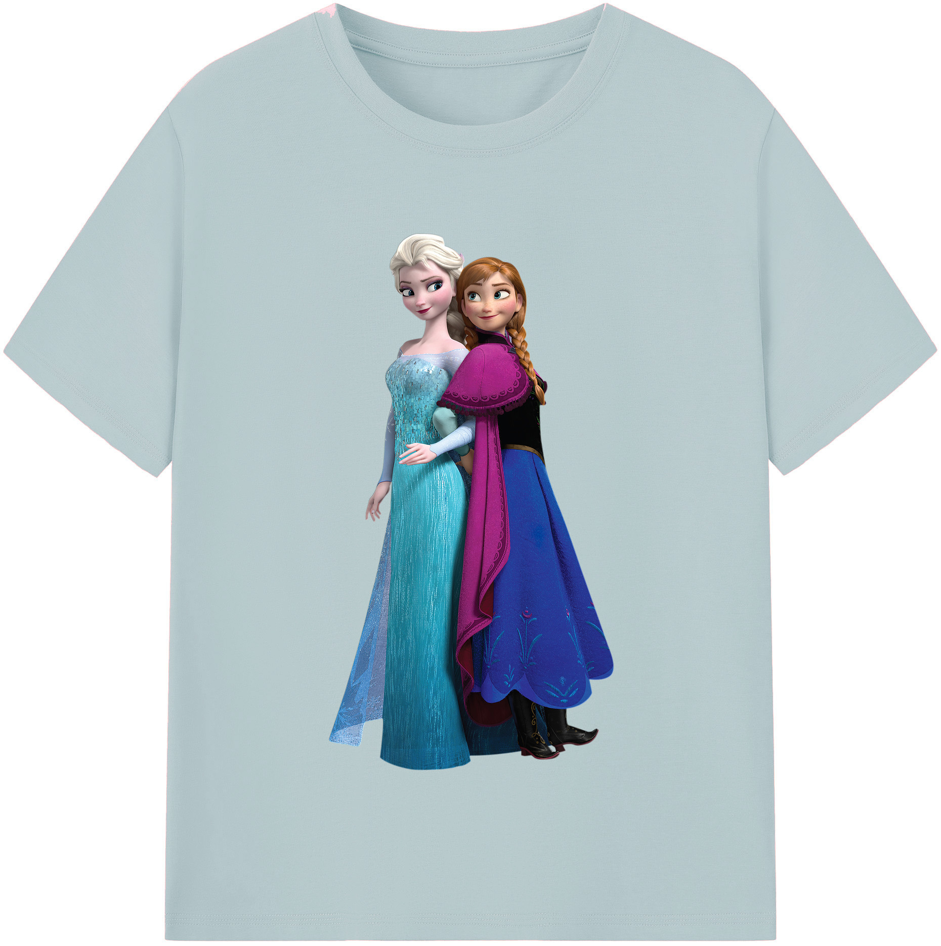 （画像用） アナと雪の女王 アンナ エルサ Frozen Anna Elsa 綿100％半袖Tシャツ（フロントプリント）